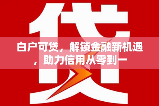 雷州白户可贷，解锁金融新机遇，助力信用从零到一