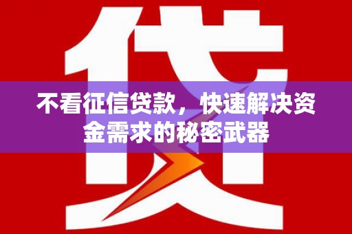 犍为不看征信贷款，快速解决资金需求的秘密武器