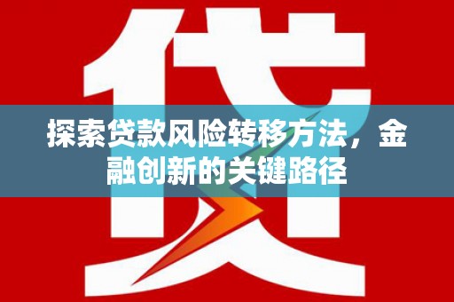 镇安探索贷款风险转移方法，金融创新的关键路径